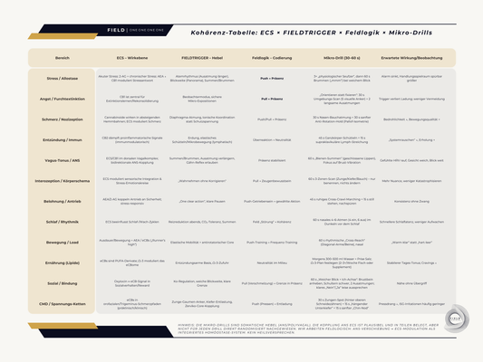 F I E L D | C O H E R E N C E - C H A R T - ECS × FIELDTRIGGER × Feldlogik × Mikro‑Drills (PDF)